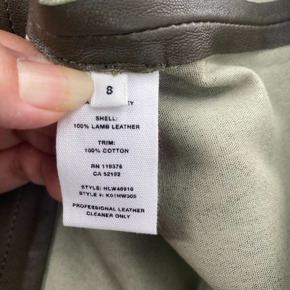 Helmut Lang NWT Olive Green Lamb Leather Fitted Mini Skirt Side Zip 8 New - Picture 8 of 9